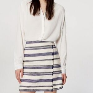 Ann Taylor Striped Fringe Wrap Skirt 00